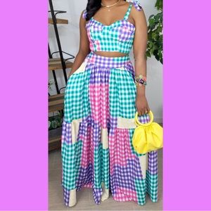 Plaid maxi skirt set